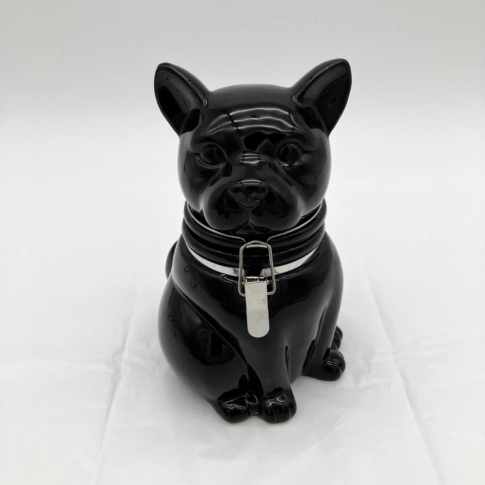 Boston Warehouse Hinged Storage Jar French Bulldog 8in Black Ceramic Dog Treat